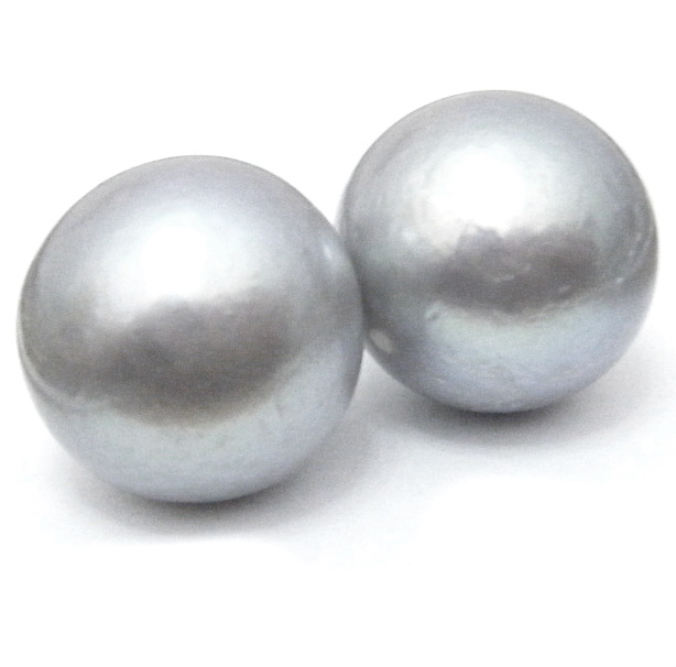 Silver Grey 13-14mm Half Drilled Round Pairs